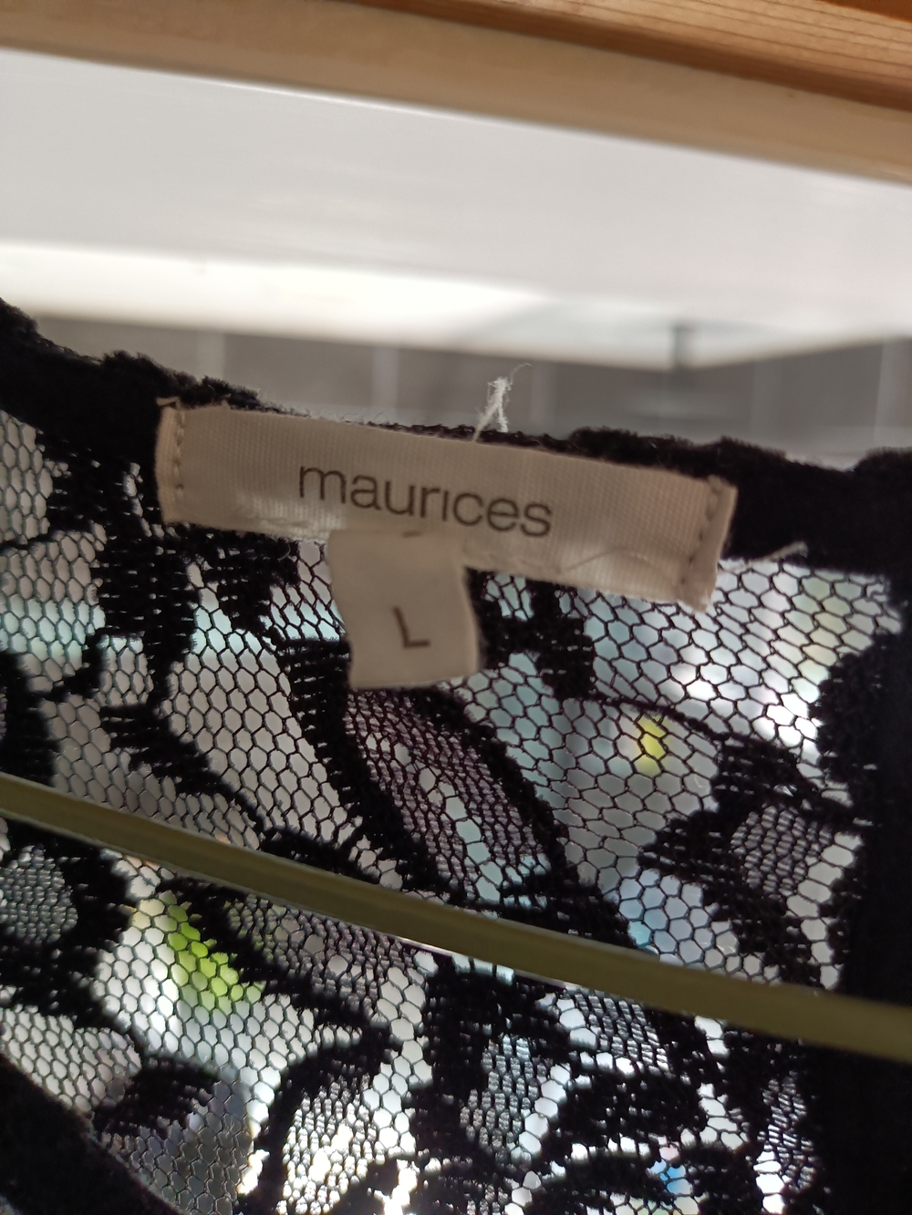 Maurices Teal Floral Long-Sleeve Top with Black Lace Yoke - Picture 2 of 3